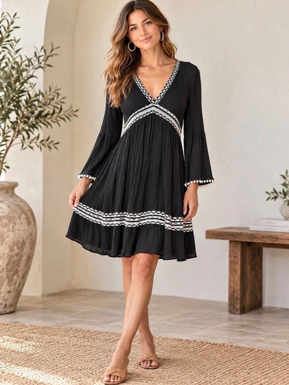 INC International Concepts Black & White Mini Dress Size Small Like New